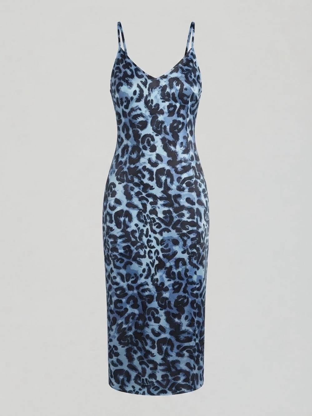 Blue Leopard Print Slip Dress - Women